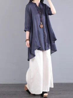 Plus Size Women Artsy Solid Button-up 100%Ramie Blouse PA1040 13 Plus Size Women Artsy Solid Button-up 100%Ramie Blouse PA1040 -Ada Fashion 01 3337734c 5bab 406e a827 d1b06d5a671b