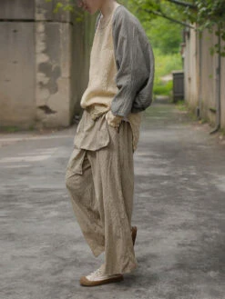 Women Spring Vintage Dot Spliced Cotton Straight-leg Pants SC1019 -Ada Fashion 01 826671d8 b291 44ae b7f4 b612a9138f5b