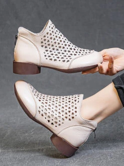 Women Summer Casual Leather Soft Cutout Boots UI1029 -Ada Fashion 01 d9c68750 5325 4f0b b7c0 162faed11694