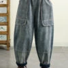 Women Summer Denim Solid Spliced Harem Pants QW1016