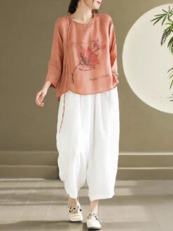 Women Spring Flower Vintage Strap Ramie Blouse KL1039 -Ada Fashion 03 51cda553 d4a6 4242 997b d63a9ff614c6