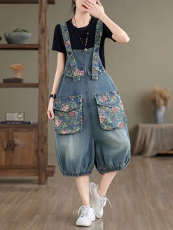 Women Summer Retro Flower Spliced Denim Jumpsuits ZZ1021 11 Women Summer Retro Flower Spliced Denim Jumpsuits ZZ1021 -Ada Fashion 03 66b8057f b433 4af1 a90c f79ffef307ea