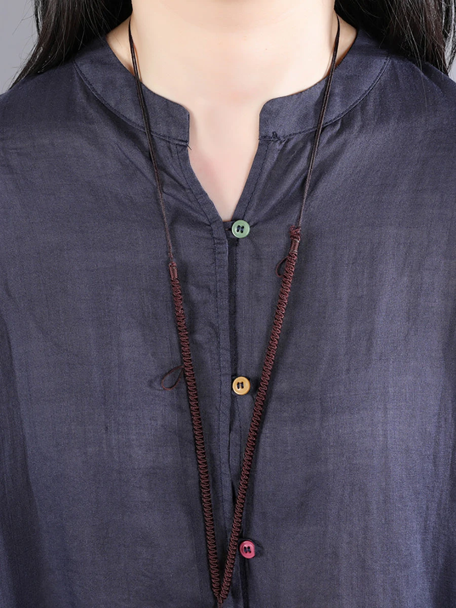 Plus Size Women Artsy Solid Button-up 100%Ramie Blouse PA1040 8 Plus Size Women Artsy Solid Button-up 100%Ramie Blouse PA1040 - Image 6