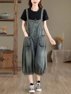 Women Retro Summer Solid Pocket Denim Jumpsuits FG1035 -Ada Fashion 03 a79dd79b dc5f 4bee aac4 d837c35fea55