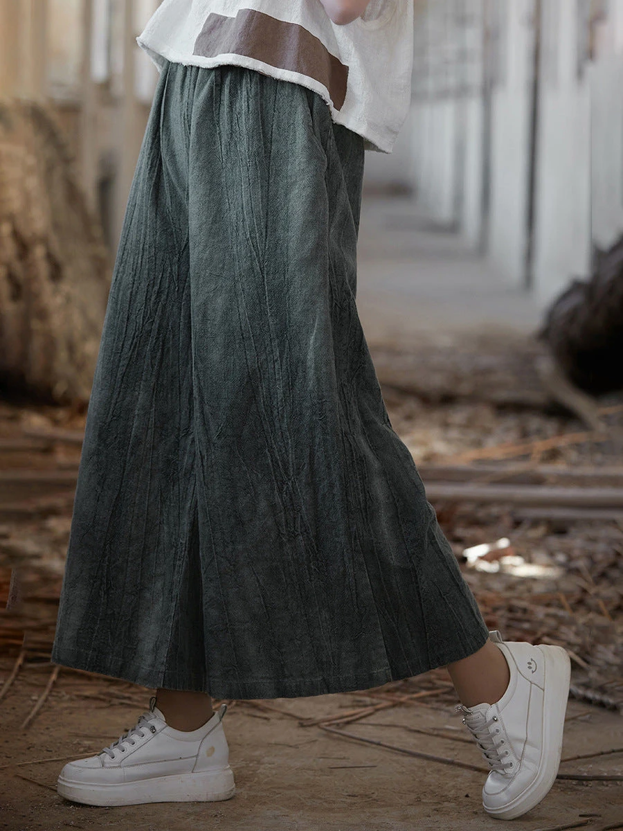 Women Vintage Summer Tie-dye Ramie Wide-leg Pants IO1009 11 Women Vintage Summer Tie-dye Ramie Wide-leg Pants IO1009 - Image 9