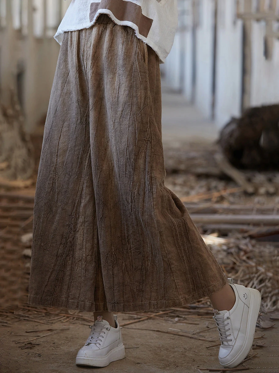 Women Vintage Summer Tie-dye Ramie Wide-leg Pants IO1009 12 Women Vintage Summer Tie-dye Ramie Wide-leg Pants IO1009 - Image 10