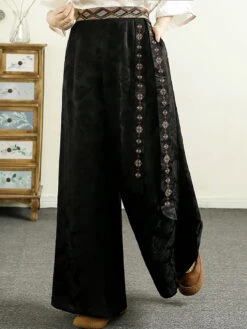 Women Summer Ethnic Jacquard Spliced Wide-leg Pants CV1009 -Ada Fashion 04 454c2dc9 e38a 4046 ad43 32d1980da785