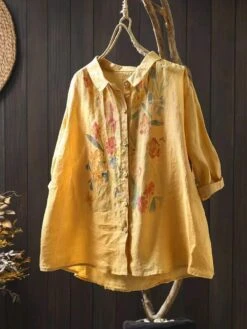 Women Artsy Summer Flower Print Ramie Blouse PA1033 -Ada Fashion 04 56a30d6a 3c5b 43dd 81e5 60a3a213739b