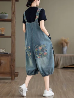 Women Summer Retro Flower Spliced Denim Jumpsuits ZZ1021 12 Women Summer Retro Flower Spliced Denim Jumpsuits ZZ1021 -Ada Fashion 04 8408672f 1de0 4cee 93cf 7dbd774db1e7