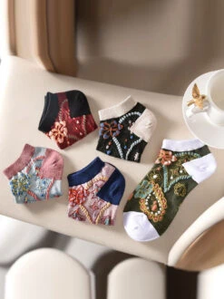 5 Pairs Women Summer Flower Jacquard Short Socks KL1039 -Ada Fashion 04 ac022f57 e4ed 49a1 9039 9a55e77c76d7