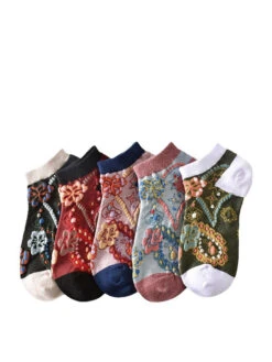 5 Pairs Women Summer Flower Jacquard Short Socks CO1040 -Ada Fashion 05 0509e8fa a404 4fca ace0 2113ca6b6325