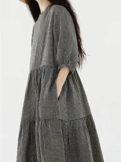 Plus Size Women Artsy Plaid Spliced 100%Cotton Tiered Dress SC1064 -Ada Fashion 05 0bfefcb3 5486 4c93 8eb3 d5cbcbf4eb9b