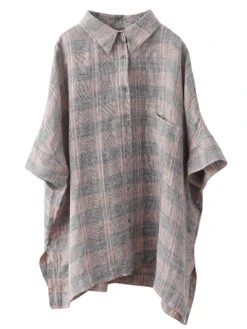 Women Retro Summer Plaid Linen Button-Up Blouse CO1006 -Ada Fashion 05 492aff79 1334 4444 845b 56224f19da1a