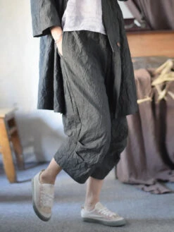 Women Summer Vintage Solid Loose Cotton Calf-Length Pants CV1042 -Ada Fashion 05 a3b7e101 83bd 46dc b808 d4acb546344d