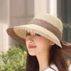 Women Summer Straw Colorblock Large Brim Sunproof Hat ZZ1028 -Ada Fashion 06 ffc75642 4815 45f4 a97f e735f7b046f8