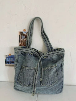 Women Vintage Solid Pocket Denim Handbag Shoulder Bag ZZ1008 -Ada Fashion 07 067335a0 21cf 4842 8248 33c841961e4b