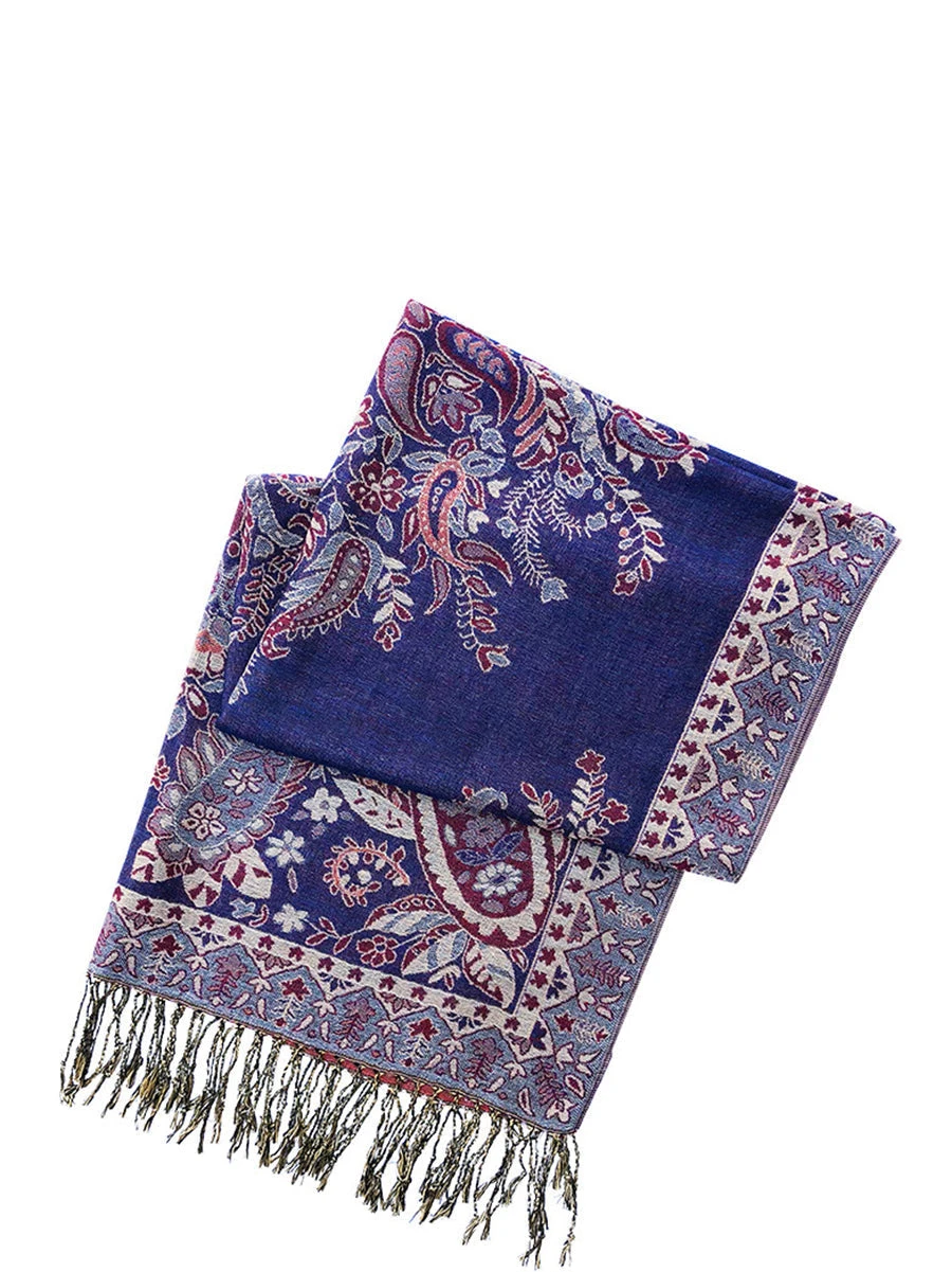 Women Ethnic Flower Taasel Shawl Scarves FG1021 10 Women Ethnic Flower Taasel Shawl Scarves FG1021 - Image 8