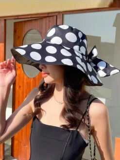 Women Summer Casual Dot Print Bowknot Sunproof Hat FG1016 -Ada Fashion 07 8995a274 19b5 45d1 b1d9 d3622fa81a4d