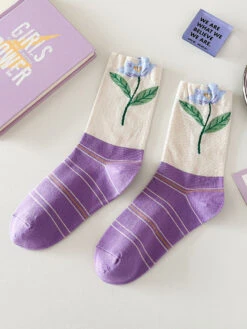 5 Pairs Women Artsy Flower Cotton Socks IO1012 -Ada Fashion 07 d762bcd6 a3cd 4bbf 9c05 2daa2bd60a6a
