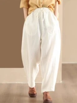 Women Summer Solid Linen Loose Harem Pants BN1006 -Ada Fashion 08 7847c85a 57d4 41c8 a1c8 713035b1ca2d