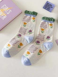 5 Pairs Women Artsy Flower Cotton Socks IO1012 -Ada Fashion 08 84d06dba 74c1 4a97 8cc0 5bb3b9c92bb6
