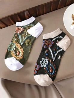 5 Pairs Women Summer Flower Jacquard Short Socks CO1040 -Ada Fashion 08 bf5d832c 98c1 4f88 9134 985967d855d2