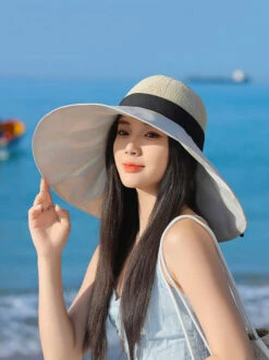 Women Summer Travel Large Brim Sunproof Spliced Hat QW1036 -Ada Fashion 09 09b228be 4066 48e5 a1ca ce2b02c1733b