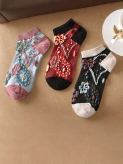 5 Pairs Women Summer Flower Jacquard Short Socks CO1040 -Ada Fashion 09 b4048140 5ee5 4a9c 8aa8 d2f3266a2e1f