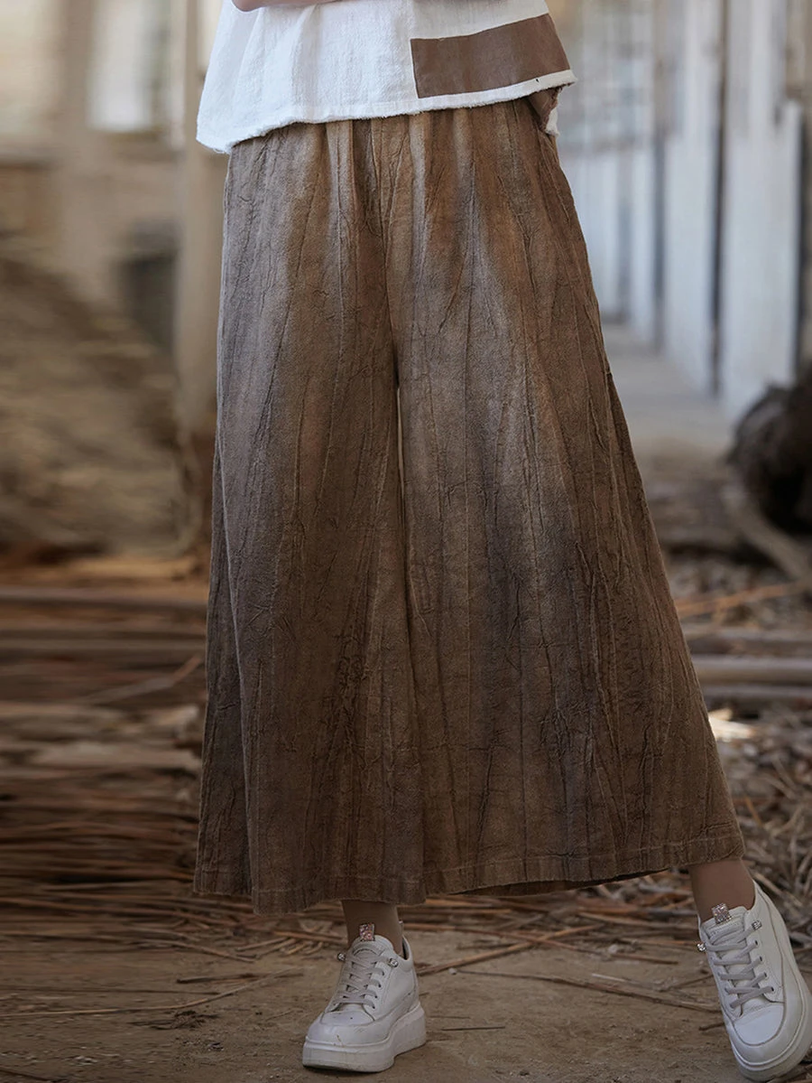 Women Vintage Summer Tie-dye Ramie Wide-leg Pants IO1009 7 Women Vintage Summer Tie-dye Ramie Wide-leg Pants IO1009 - Image 5