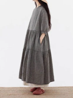 Plus Size Women Artsy Plaid Spliced 100%Cotton Tiered Dress SC1064 -Ada Fashion 10 3908d11d da80 45b9 b80d 4d4b4d517da1