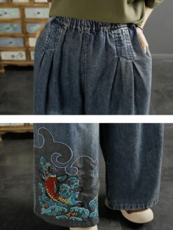 Women Summer Vintage Koi Embroidery Wide-leg Denim Pants CO1049 -Ada Fashion 11 8b62e75e b7f5 456d b4a3 a764ae4118d7
