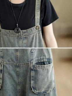 Women Retro Summer Solid Pocket Denim Jumpsuits FG1035 -Ada Fashion 12 e6e4f2de 580f 4250 bb9f 047f5b5f1d00