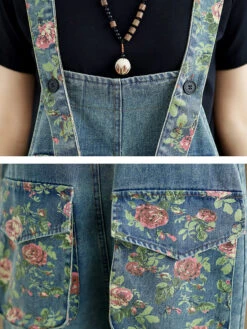Women Summer Retro Flower Spliced Denim Jumpsuits BN1030 -Ada Fashion 14 61fe3345 8c10 41de ae52 1e459183465c