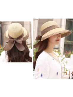 Women Summer Straw Colorblock Large Brim Sunproof Hat ZZ1028 -Ada Fashion 15 8fbcf71a d260 4b3a b6dd b27750c0db04