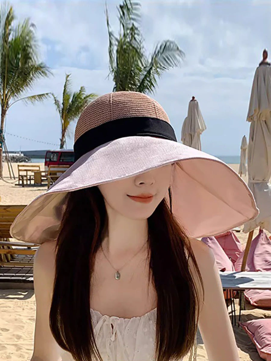 Women Casual Solid Large Brim Sunproof Hat XX1005 8 Women Casual Solid Large Brim Sunproof Hat XX1005 - Image 6