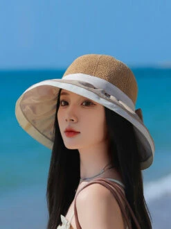 Women Summer Colorblock Large Brim Bowknot Hat WE1003 -Ada Fashion 15 cc68bdab 57b2 420b 8872 d2138f8361d2