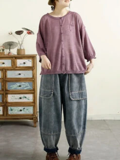 Women Summer Denim Solid Spliced Harem Pants QW1016 -Ada Fashion 17 3a972289 b423 448d 9abe 2b3593fa7e23