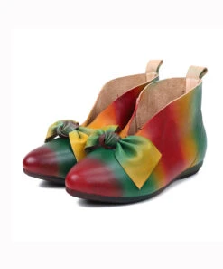 Soft Flats Women Bow Ankle Boots -Ada Fashion 2023 New Soft Flats Colorful Ethnic Style Women Bow Ankle Boots Ada Fashion 173758273