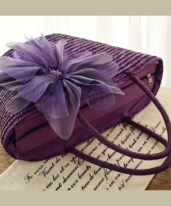 2024 Fashion Purple Flower Grass Woven Handbag HJ1009 -Ada Fashion 2024 Fashion Purple Flower Grass Woven Handbag5