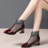 2024 Spring Summer Chunky Heel Mesh Water Diamond Boots CZ1032 -Ada Fashion 2024 Spring Summer Chunky Heel Mesh Water Diamond Boots1