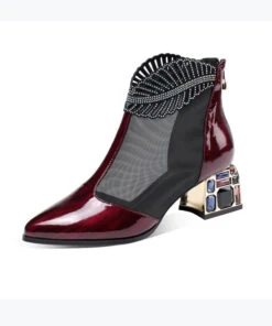 2024 Spring Summer Chunky Heel Mesh Water Diamond Boots CZ1032 -Ada Fashion 2024 Spring Summer Chunky Heel Mesh Water Diamond Boots5