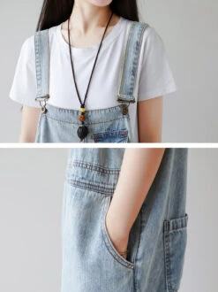 Women Retro Frayed Solid Claf-Length Denim Jumpsuits CO1019 -Ada Fashion 20240403 103326 009