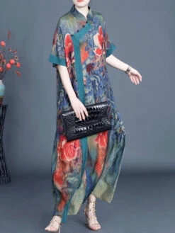 Women Summer Vintage Flower Spliced Robe Dress SC1005 10 Women Summer Vintage Flower Spliced Robe Dress SC1005 -Ada Fashion 20240418 112105 019