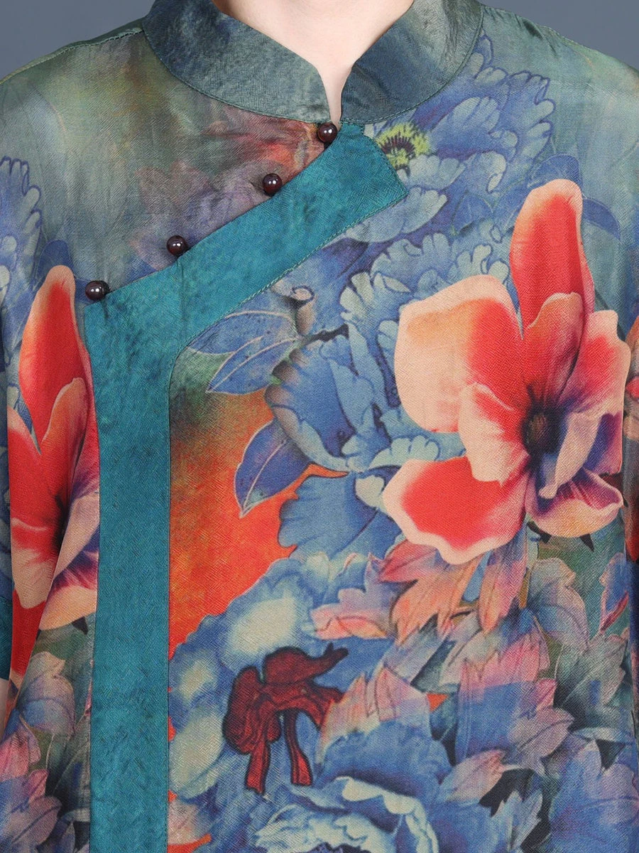 Women Summer Vintage Flower Spliced Robe Dress SC1005 8 Women Summer Vintage Flower Spliced Robe Dress SC1005 - Image 6