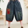 Women Summer Vintage Flower Embroidery Denim Pants QW1024 -Ada Fashion 20240426 161601 117