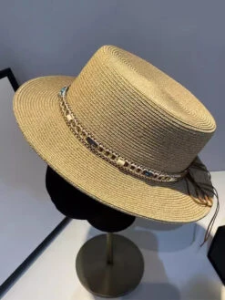 Women Summer Ethnic Straw Flat Top Travel Hat IO1026 -Ada Fashion 20240508 143908 086