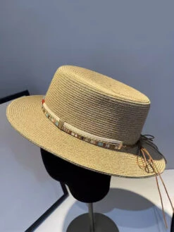 Women Summer Ethnic Straw Flat Top Travel Hat IO1026 -Ada Fashion 20240508 143908 088