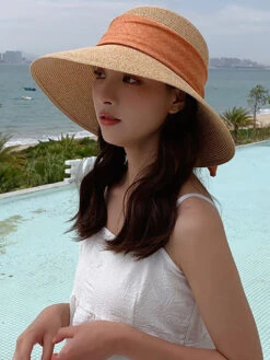 Women Summer Straw Colorblock Sunproof Travel Hat AH414 -Ada Fashion 20240508 144218 096