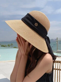 Women Summer Straw Colorblock Sunproof Travel Hat AH414 -Ada Fashion 20240508 144218 103