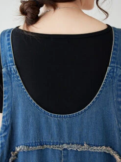 Women Summer Artsy Spliced Washed Denim Jumpsuits AS1050 -Ada Fashion 20240510 154116 091